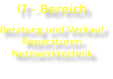 IT - Bereich  Beratung und Verkauf Reparaturen Netzwerktechnik